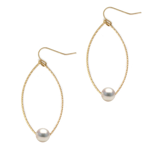 Dainty Pointed Oval Earring with Pearl