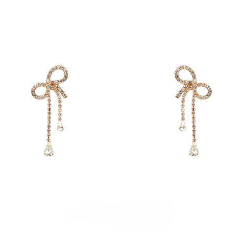 Cascading CZ Bow Drop Earrings