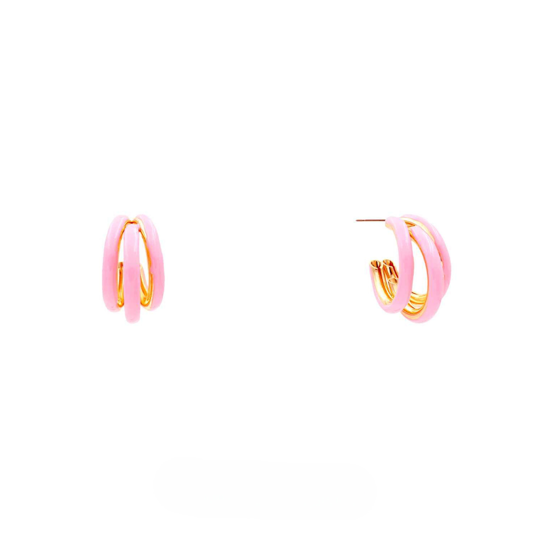 Triple Enamel Hoop - Light Pink