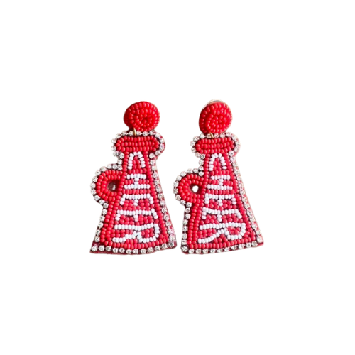 Beaded Red/White Cheer Megaphone