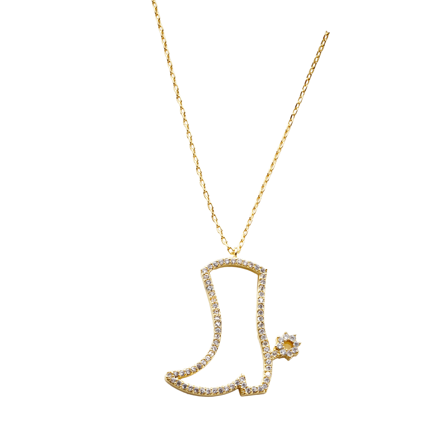 CZ Cowboy Boot Spur Necklace