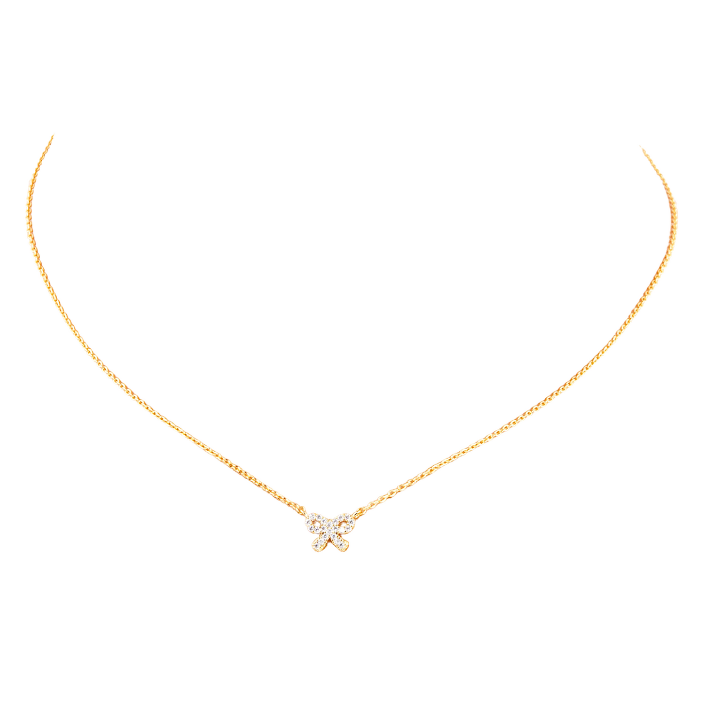 Tiny CZ Bow Necklace