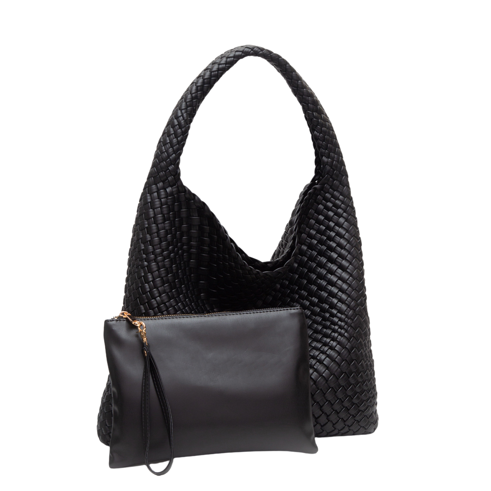 Handmade Woven Shoulder Bag - Black