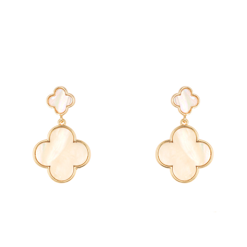 Mother of Pearl Clover Drop Earring