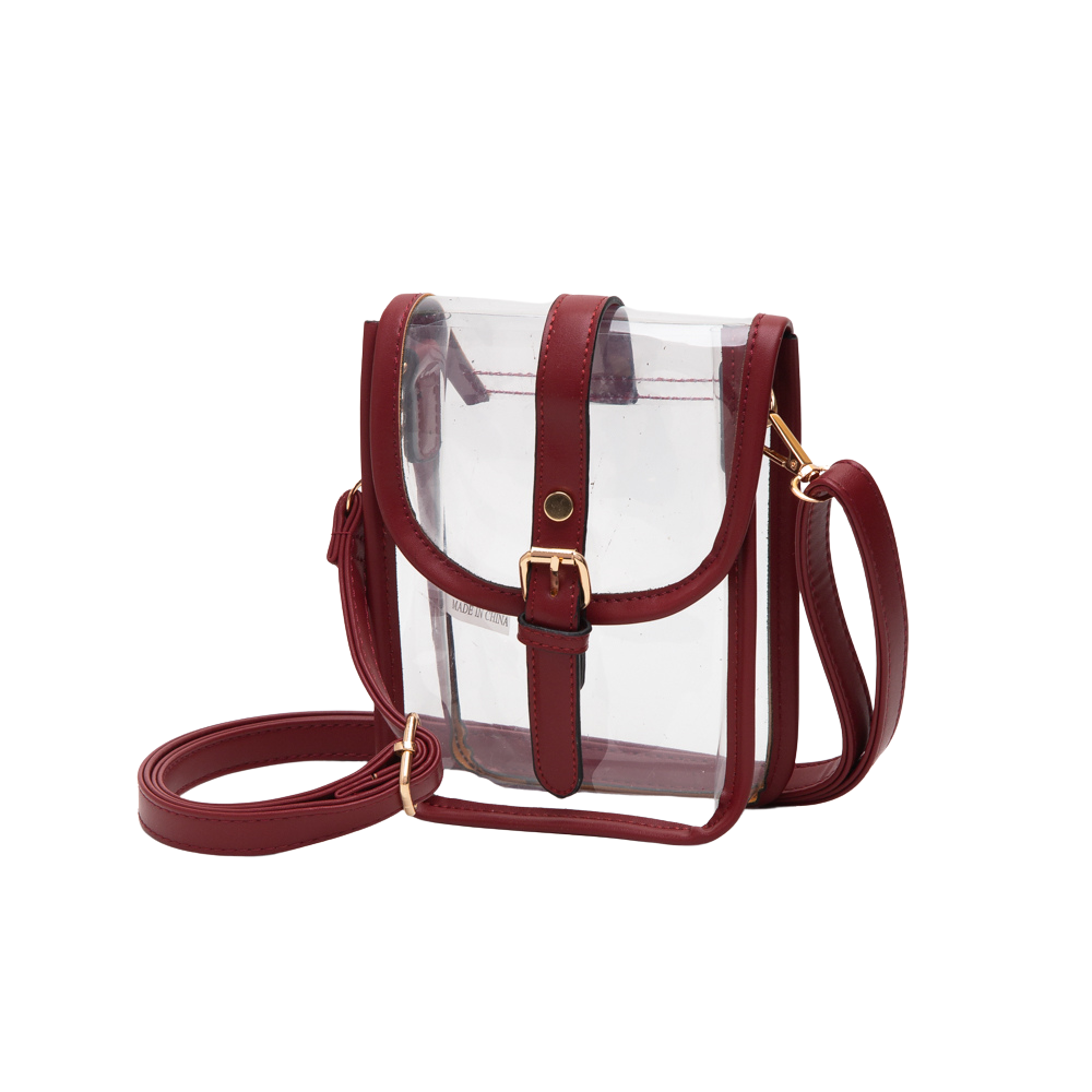 Clear Buckle Crossbody - Burgundy